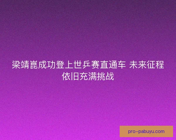 梁靖崑成功登上世乒赛直通车 未来征程依旧充满挑战