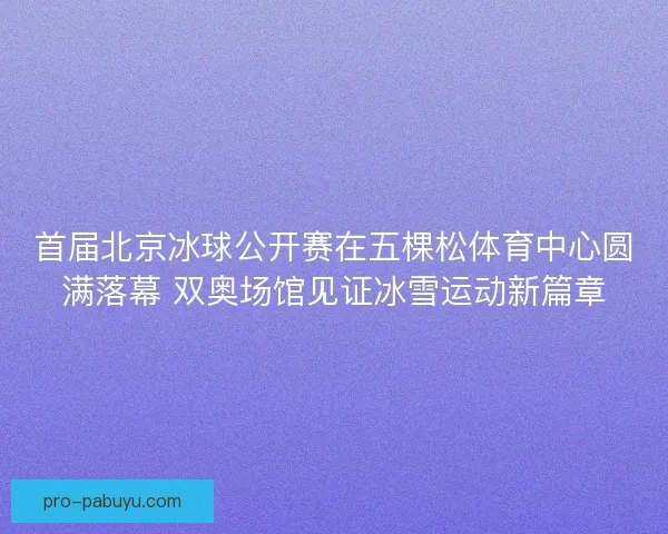 首届北京冰球公开赛在五棵松体育中心圆满落幕 双奥场馆见证冰雪运动新篇章