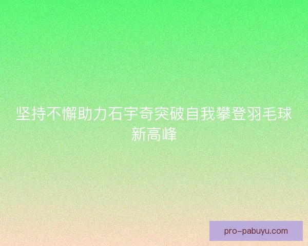 坚持不懈助力石宇奇突破自我攀登羽毛球新高峰