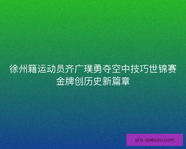 徐州籍运动员齐广璞勇夺空中技巧世锦赛金牌创历史新篇章